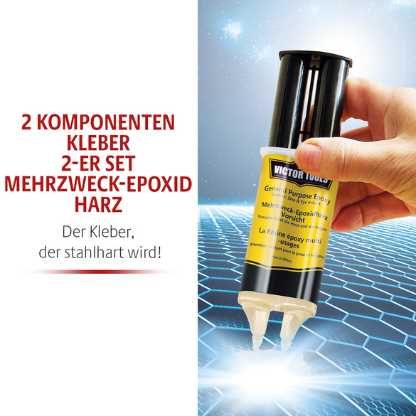 Mehrzweck-Epoxidharz 2-Komponenten-Kleber 2er-Set transparent Victor Tools