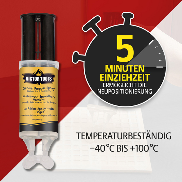 Mehrzweck-Epoxidharz 2-Komponenten-Kleber 2er-Set transparent Victor Tools