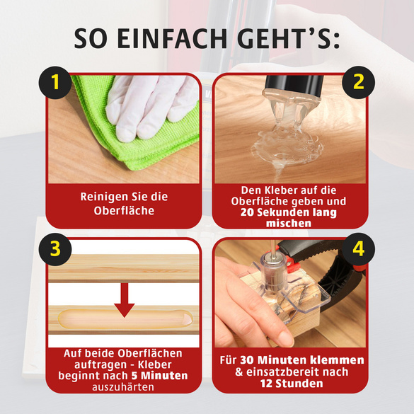Mehrzweck-Epoxidharz 2-Komponenten-Kleber 2er-Set transparent Victor Tools
