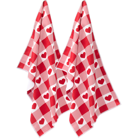 Küchentücher „rote Herzen“ 2er-Set