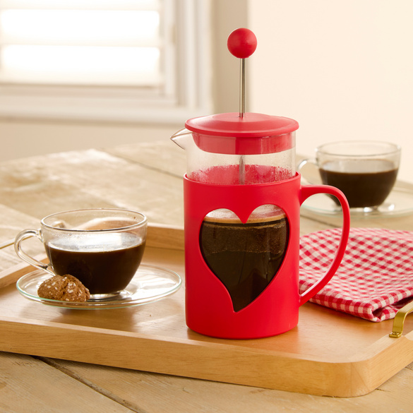 Rote Cafetiere „Herz“ 600 ml