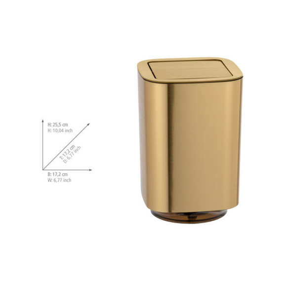 WENKO Schwingdeckeleimer Mod. Auron Gold, Kosmetikeimer mit Schwingdeckel, 5,5 l