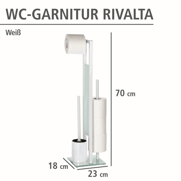 WENKO Stand WC-Garnitur Mod. Rivalta Weiß, integrierter Toilettenpapierhalter und WC-Bürstenhalter