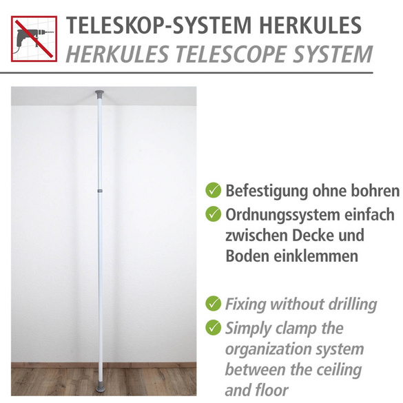 WENKO Hauptstange Mod. Herkules 165-300 cm, verstellbares Ordnungssystem