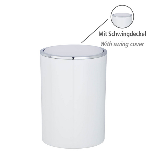 WENKO Schwingdeckeleimer Mod. Inca White, hochwertiger Kunststoff, 5 Liter