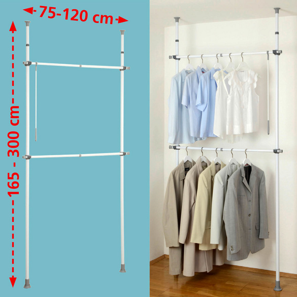 WENKO Teleskop-Garderobensystem Mod. Herkules Basic, verstellbares Ordnungssystem