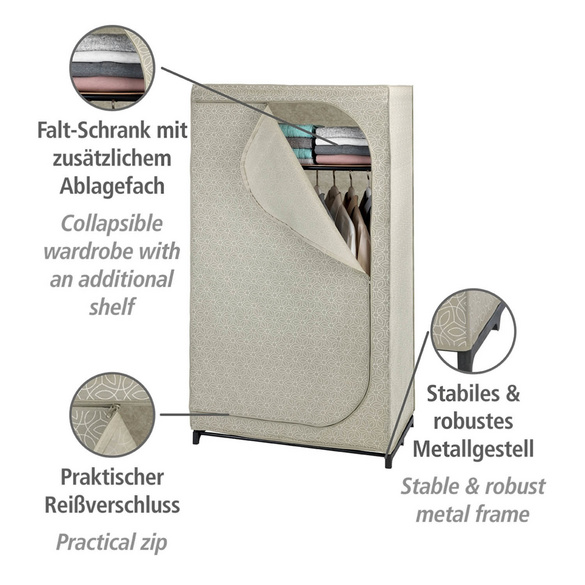 WENKO Kleiderschrank Mod. Balance mit Ablage, Stoffschrank, Faltschrank