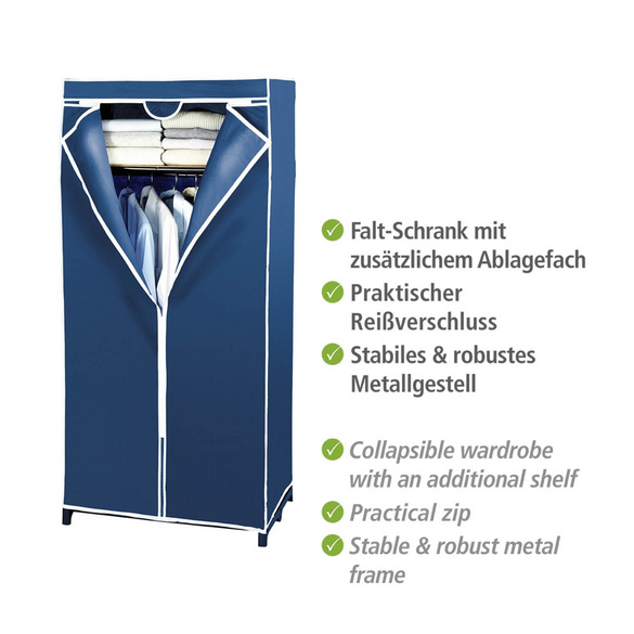 WENKO Kleiderschrank Air mit Ablage, Stoffschrank, Faltschrank