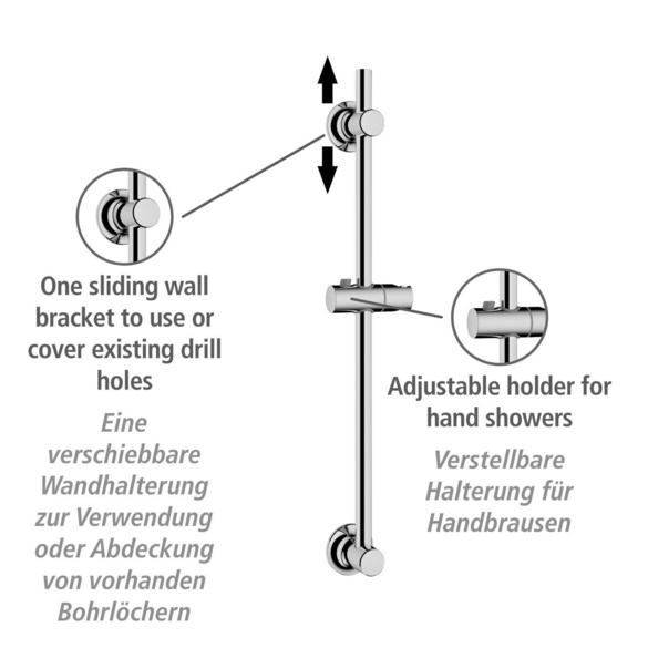 WENKO Duschstange ohne Bohren Chrom, Befestigen ohne Bohren