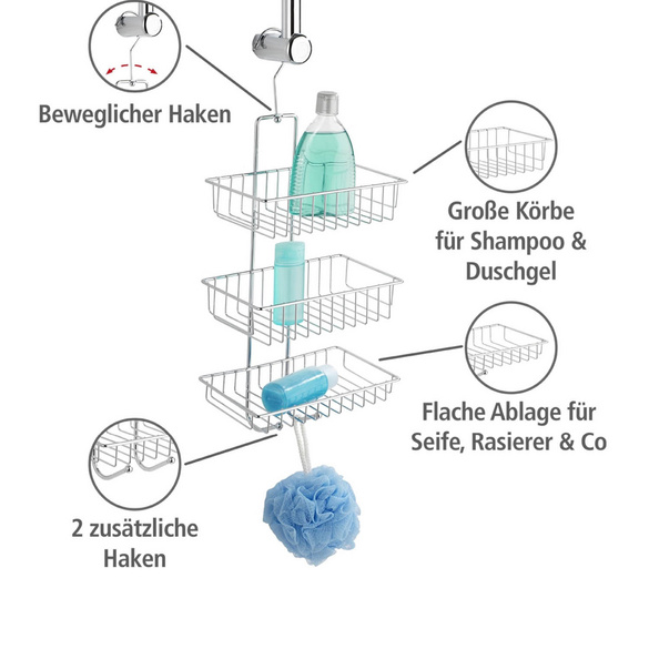 WENKO Exclusiv Duschcaddy Mod. Nivala 3 Ablagen, Chrom