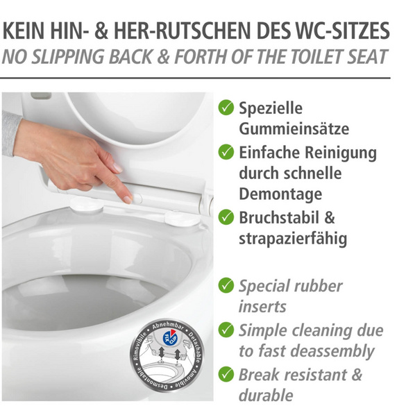 WENKO Premium WC-Sitz Mod. Kos Weiß, recycelbarer Thermoplast, mit Absenkautomatik