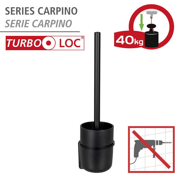 WENKO Turbo-Loc® WC-Garnitur Mod. Carpino Schwarz, Befestigen ohne Bohren