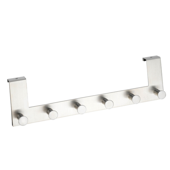 WENKO Türgarderobe Edelstahl Mod. Celano, 6 Haken, für Türfalzstärken bis 2 cm