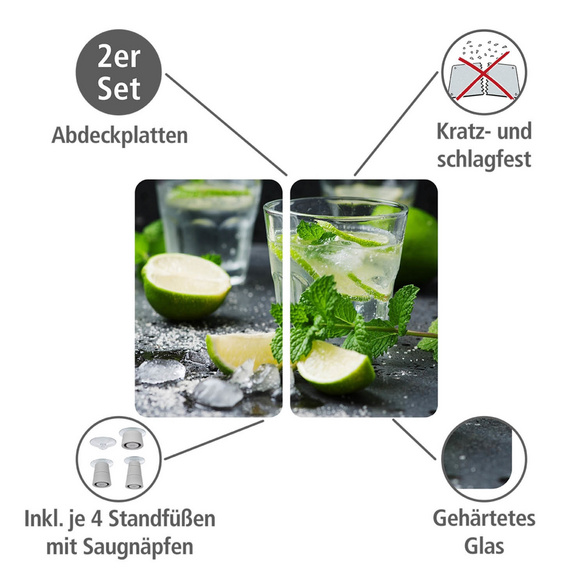 WENKO Herdabdeckplatte Universal Mojito 2er Set, für alle Herdarten