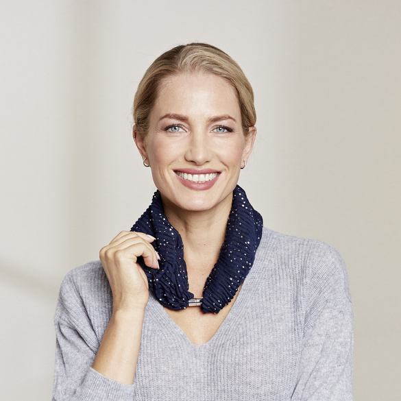 Magnetschal mit silber Glitter dunkelblau