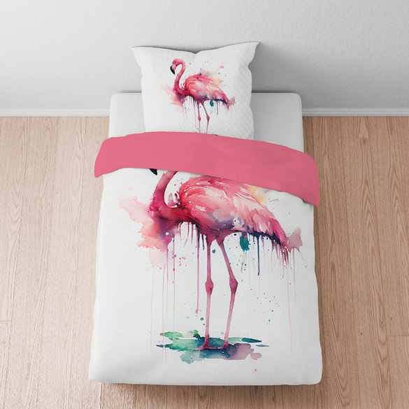 biberna Linon-Bettwäsche FLAMINGO koralle, 1x 135x200 cm + 1x 80x80 cm