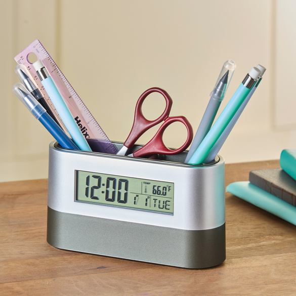 Stifthalter mit Uhr 2-in-1