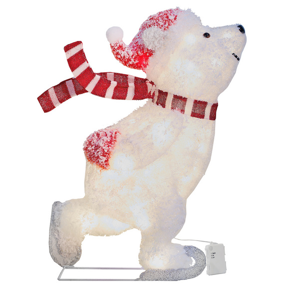 Gartendeko LED-Eisbär auf Schlittschuhen