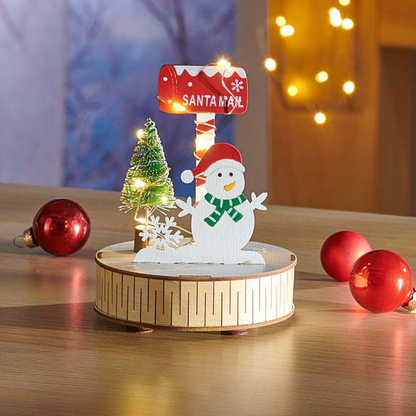 LED-Holzdeko "Schneemann"