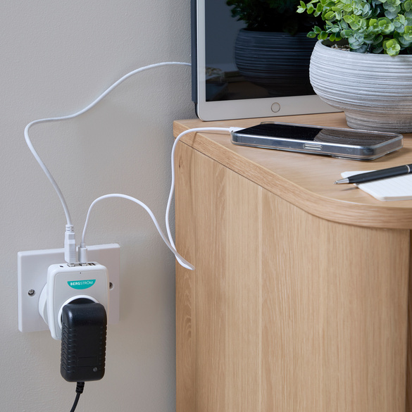 Zwischensteckdose mit USB-Ladeanschlüssen, Bergström