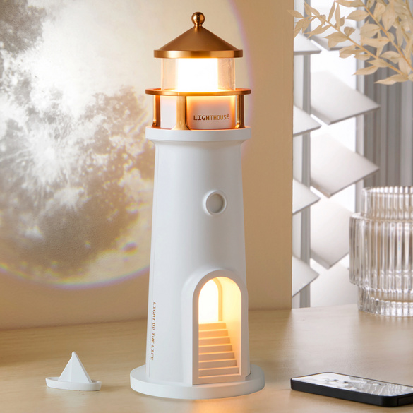 Leuchtturm-Projektorlampe mit LED-Mondschein, Bergström