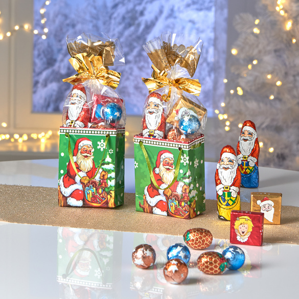 Präsenttüten "Weihnachtsmann mit Hund" 2er-Set