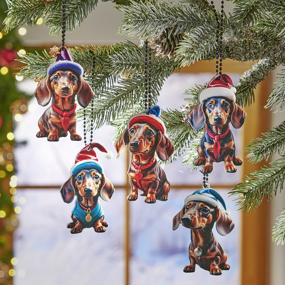 Weihnachtshänger "Dackel" 5er-Set