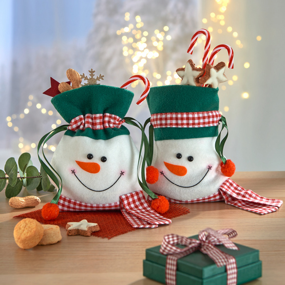 Geschenkbeutel "Schneemann" 2er-Set
