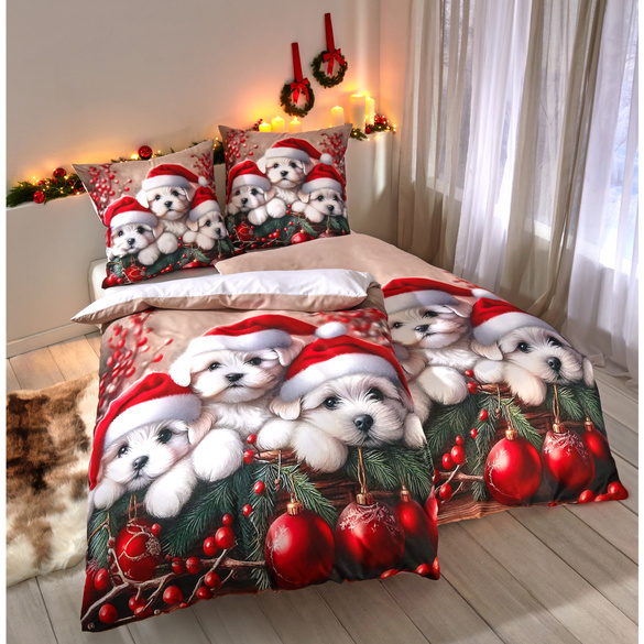 Bettwäsche "Weihnachts-Welpen" 2-tlg.