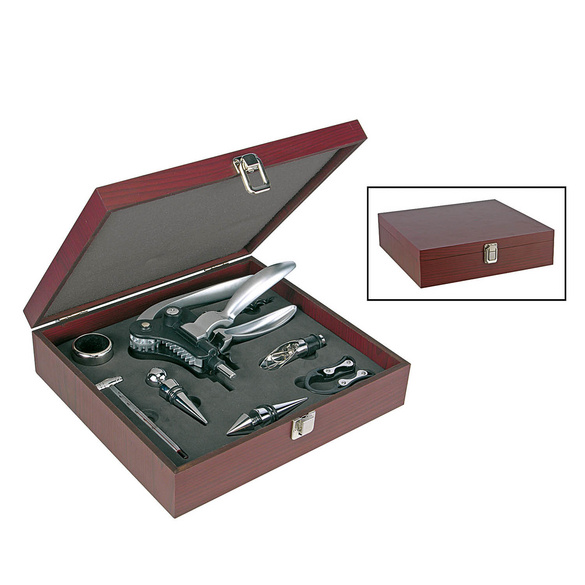 Wein-Geschenkset 10-teilig in Holzbox HI