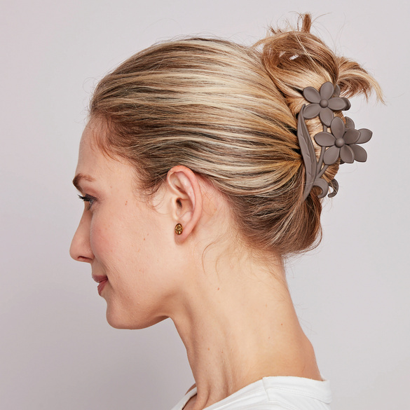 Haarspangen "Blumen" schwarz-beige-taupe 3er-Set