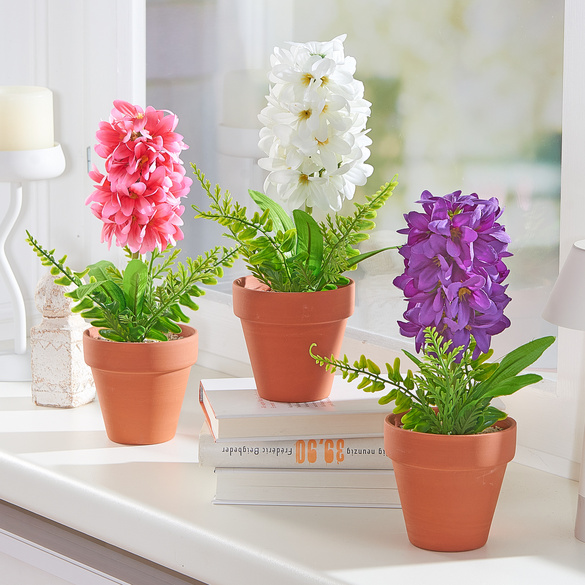 Kunstblume im Topf Hyazinthe pink