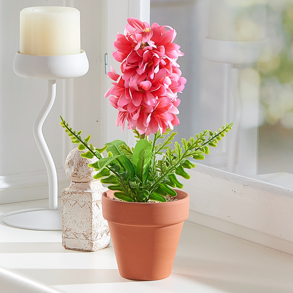 Kunstblume im Topf Hyazinthe pink