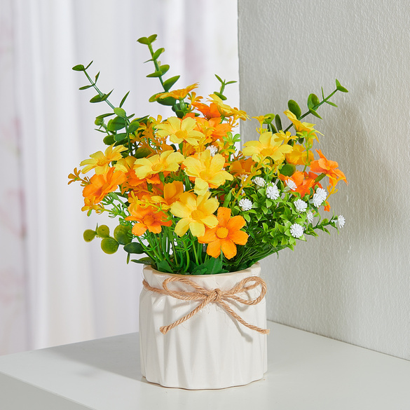 Gänseblümchen im Topf orange