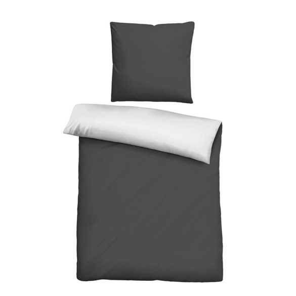 Castell Mikrofaser Bettwäsche uni schwarz, 1x 155x220 cm + 1x 80x80 cm