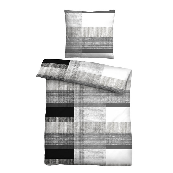 Castell Mikrofaser Bettwäsche karo silber/grau, 1x 155x220 cm + 1x 80x80 cm