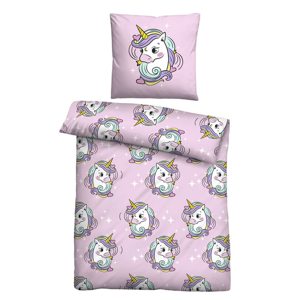 Castell Mikrofaser Bettwäsche Einhorn rose, 1x 135x200 cm + 1x 80x80 cm