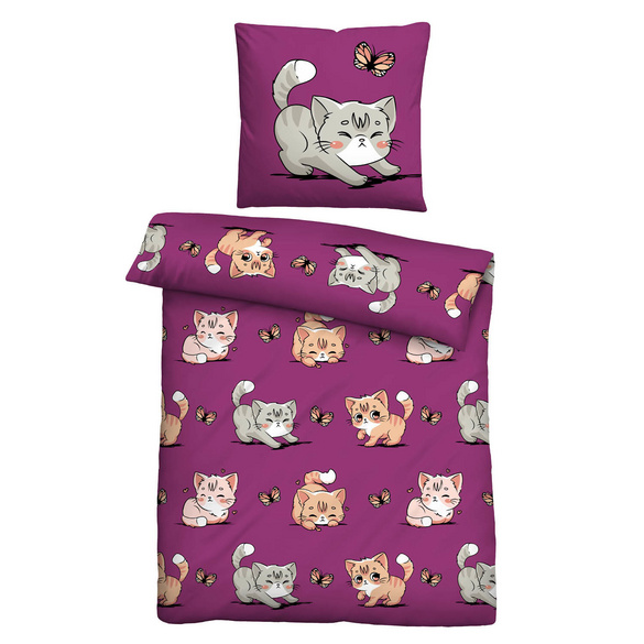Castell Mikrofaser Bettwäsche Katze rost, 1x 135x200 cm + 1x 80x80 cm