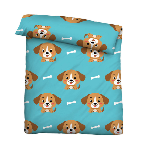 Castell Mikrofaser Bettwäsche Hund türkis, 1x 135x200 cm + 1x 80x80 cm