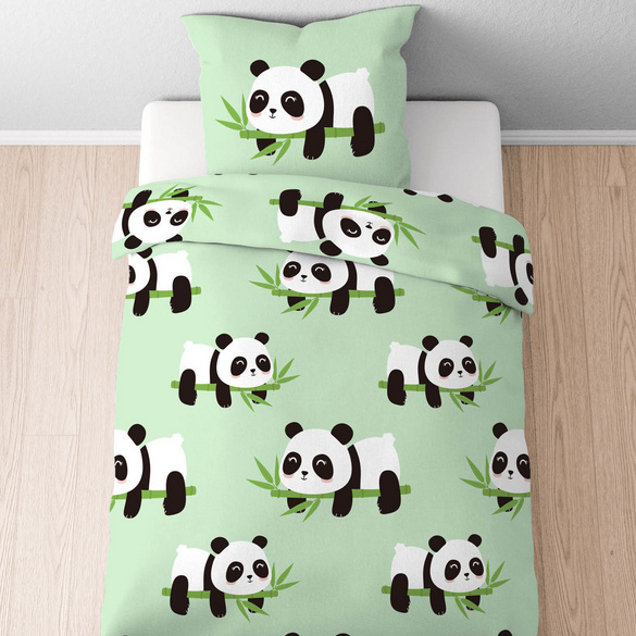 Castell Mikrofaser Bettwäsche Panda mint, 1x 135x200 cm + 1x 80x80 cm