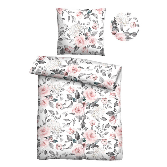 Castell Nicki Bettwäsche Rosen rose, 1x 155x220 cm + 1x 80x80 cm