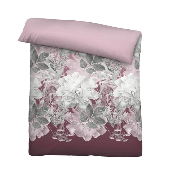 Castell Thermo-Fleece Bettwäsche Blume groß bordeauxrot, 1x 135x200 cm + 1x 80x80 cm