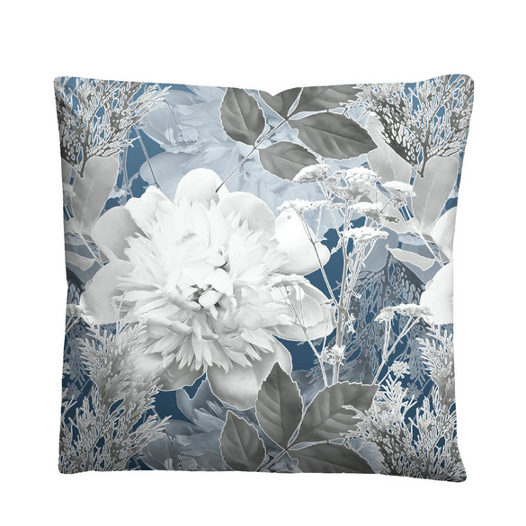Castell Thermo-Fleece Bettwäsche Blume groß eisblau, 1x 135x200 cm + 1x 80x80 cm