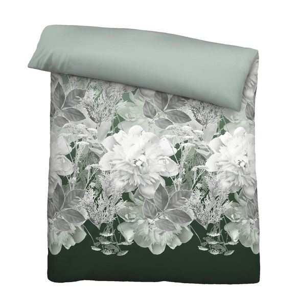 Castell Thermo-Fleece Bettwäsche Blume groß tanne, 1x 135x200 cm + 1x 80x80 cm