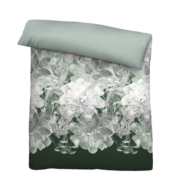 Castell Thermo-Fleece Bettwäsche Blume groß tanne, 1x 155x220 cm + 1x 80x80 cm