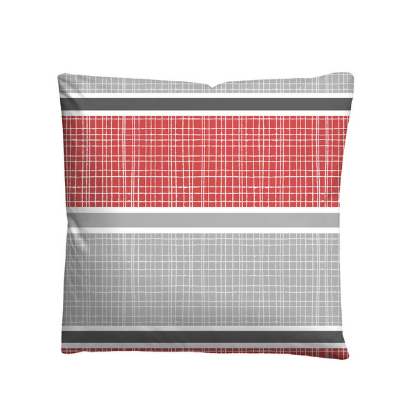Castell Thermo-Fleece Bettwäsche Querbalken rubin, 1x 135x200 cm + 1x 80x80 cm
