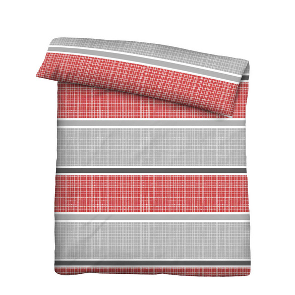 Castell Thermo-Fleece Bettwäsche Querbalken rubin, 1x 155x220 cm + 1x 80x80 cm