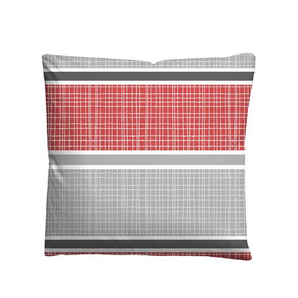 Castell Thermo-Fleece Bettwäsche Querbalken rubin, 1x 155x220 cm + 1x 80x80 cm