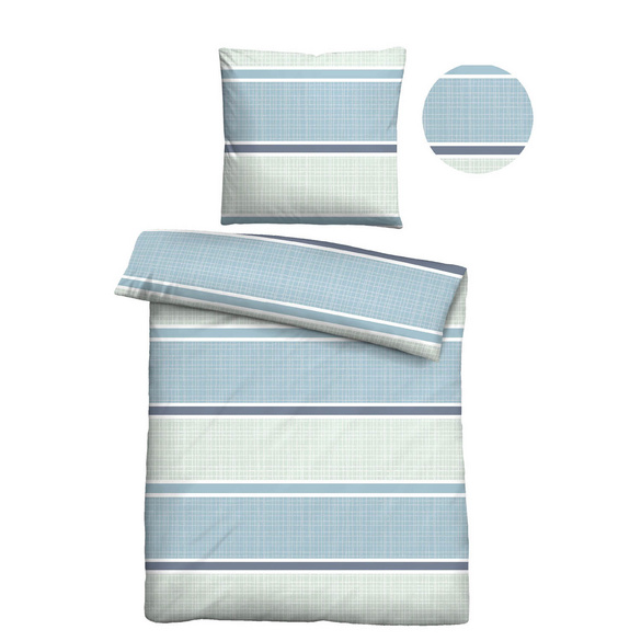 Castell Thermo-Fleece Bettwäsche Querbalken eisblau, 1x 135x200 cm + 1x 80x80 cm