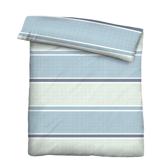 Castell Thermo-Fleece Bettwäsche Querbalken eisblau, 1x 155x220 cm + 1x 80x80 cm